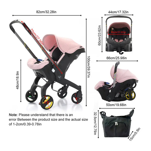 Multifunctional Baby Stroller with Free Bag,Newborn Stroller,Equipped with Chest Clip,One-Click Contraction Function,Alloy Metal Material, Foldable 4-wheel Travel Toddler Stroller, Stroller & Basket & Carrycot, Suitable for Travel #DealsForYouDays