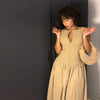 Chic Khaki Pleated Maxi Dress Women Sleeveless Button Front Ruched Waist A-line Loose Fit Casual Daily Wear Dress