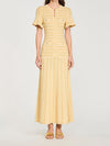 Solid Knit Hollow Out Maxi Dress Women Chic Short Sleeve Hollow Out Single Breasted Bodycon Dresses 2026 Lady Daily Commute Robe