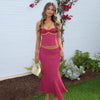 Heart Neck Sexy Outfits for Women Beading Patchwork Crop Halter Top Chiffon Fishtail Skirt Suit 2026 NEW Chic Lady Matching Sets
