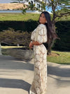 Flower Short Top Long Half Skirt Lady Set Round Neck Short Sleeve Tops High Waist Slim Maxi Skirts Sexy Fashion Women's New Sets
