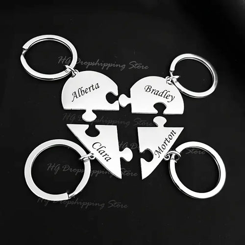 HeartLink™ Puzzle Keychain ❤️✨ — Custom Engraved Connection