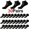 30 Pairs Men’s Ankle Socks – Breathable Mesh, Color-Block Athletic & Casual Low-Cut Socks