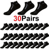 30 Pairs Men’s Ankle Socks – Breathable Mesh, Color-Block Athletic & Casual Low-Cut Socks