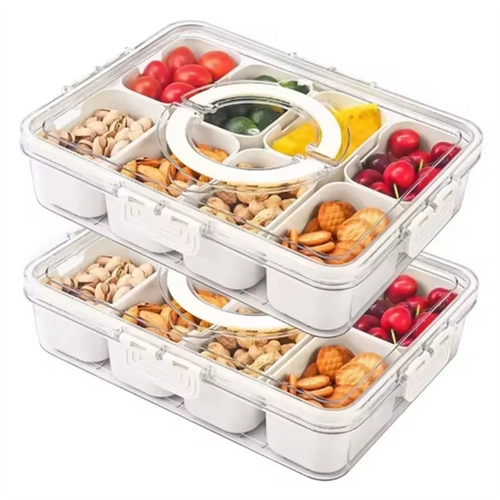 SnackSpin™ 8-Grid Serving Tray 🍿🔄 All Your Snacks, One Tray