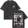 Vintage Anime Goth Streetwear Shirt with Distressed Manga Back Artwork
