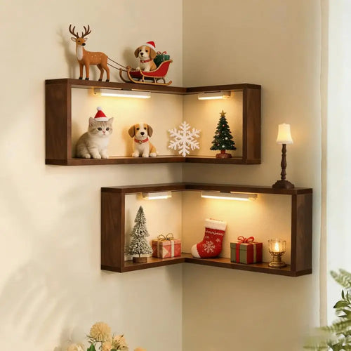 CornerLux™ LED Art Shelf ✨📦 Smart Storage, Soft Light