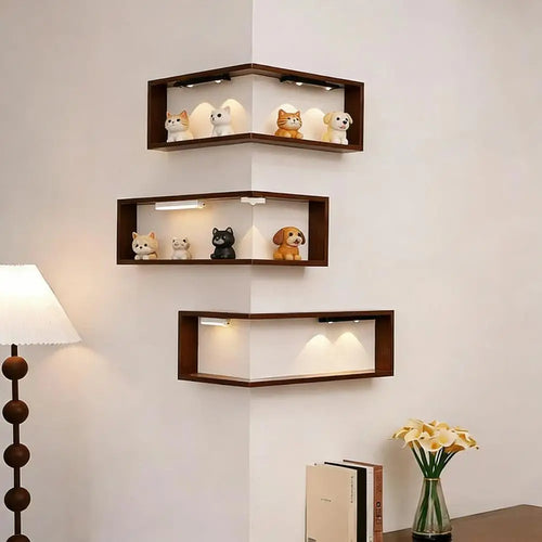 CornerLux™ LED Art Shelf ✨📦 Smart Storage, Soft Light